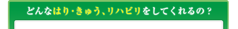 どんなはり・きゅう、リハビリをしてくれるの?